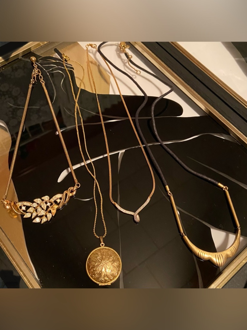 Gold Tone Women's Necklace Set - 4 Vintage Necklaces #59